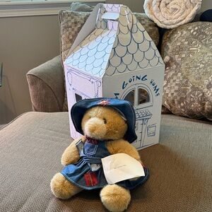 Build-A-Bear Brown Plush Bear in Blue Denim Dress & Hat